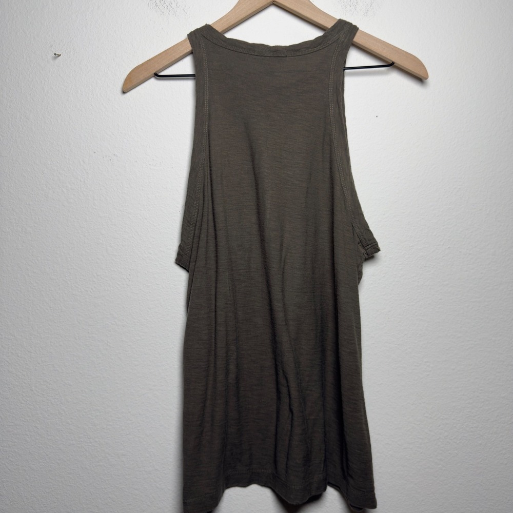 Standard James Perse Women 100% Cotton Tank Top 3 Green Platoon Cutaway Luxury‎ - Picture 5 of 6